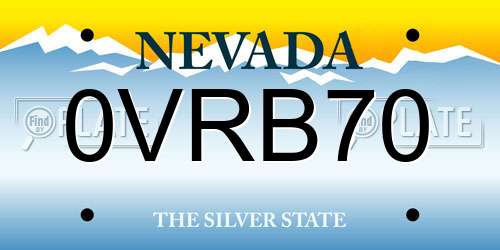 0VRB70 Nevada License Plate