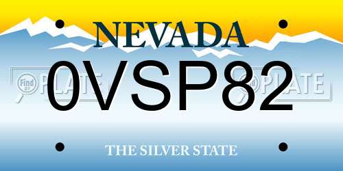 0VSP82 Nevada License Plate