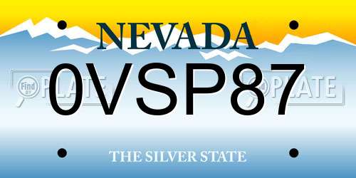 0VSP87 Nevada License Plate