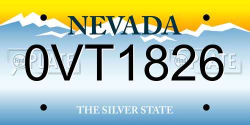 0VT1826 Nevada License Plate