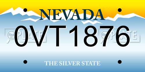 0VT1876 Nevada License Plate