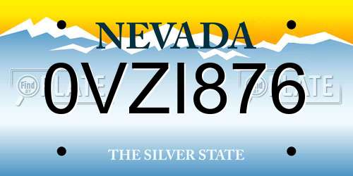 0VZI876 Nevada License Plate