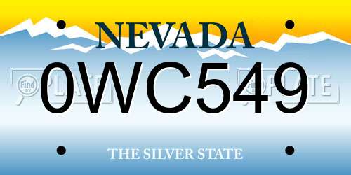 0WC549 Nevada License Plate