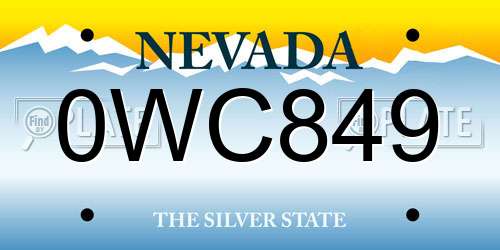 0WC849 Nevada License Plate