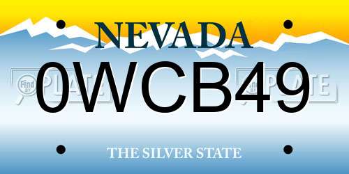 0WCB49 Nevada License Plate