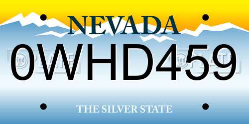0WHD459 Nevada License Plate