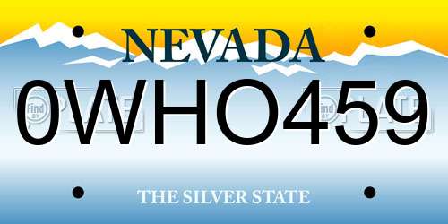 0WHO459 Nevada License Plate