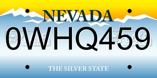 0WHQ459 Nevada License Plate