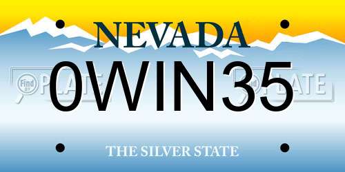 0WIN35 Nevada License Plate
