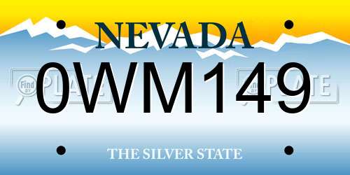 0WM149 Nevada License Plate