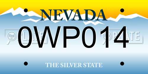 0WP014 Nevada License Plate