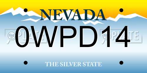 0WPD14 Nevada License Plate