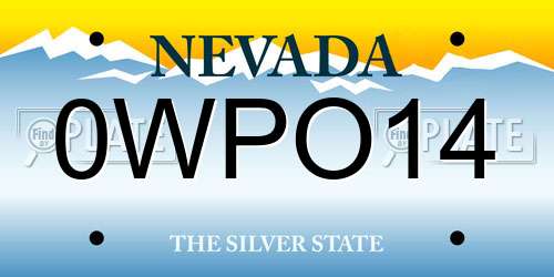 0WPO14 Nevada License Plate