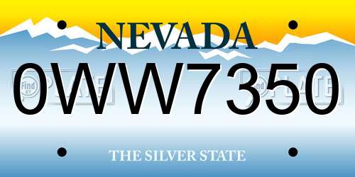0WW7350 Nevada License Plate