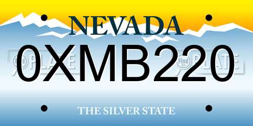 0XMB220 Nevada License Plate