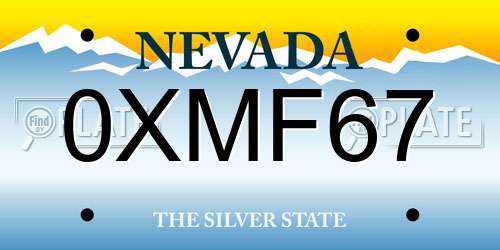 0XMF67 Nevada License Plate