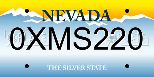 0XMS220 Nevada License Plate