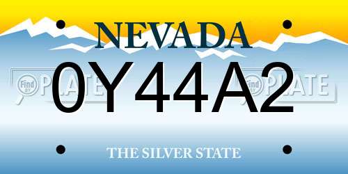 0Y44A2 Nevada License Plate
