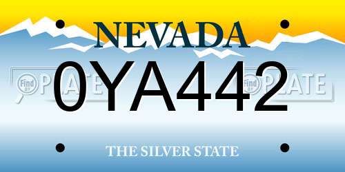 0YA442 Nevada License Plate
