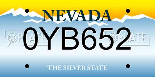 0YB652 Nevada License Plate