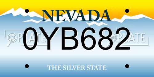0YB682 Nevada License Plate