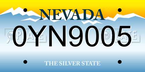 0YN9005 Nevada License Plate