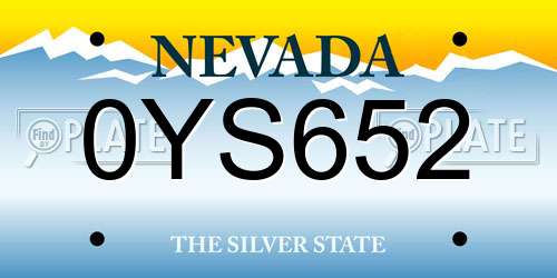 0YS652 Nevada License Plate