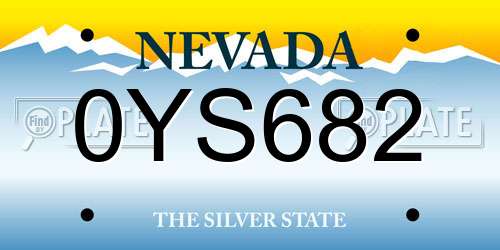 0YS682 Nevada License Plate