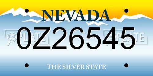 0Z26545 Nevada License Plate