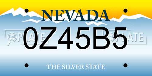 0Z45B5 Nevada License Plate