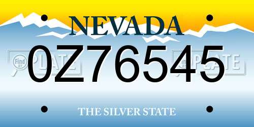 0Z76545 Nevada License Plate