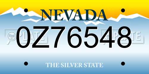 0Z76548 Nevada License Plate