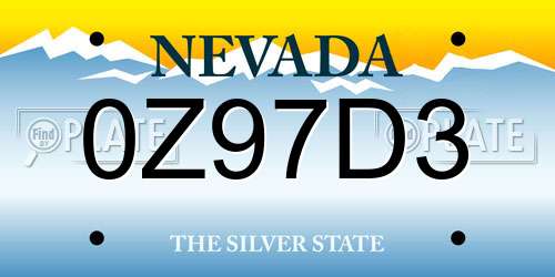 0Z97D3 Nevada License Plate