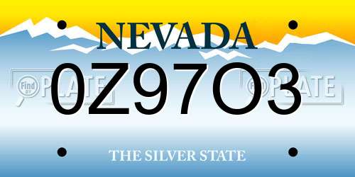 0Z97O3 Nevada License Plate