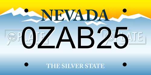 0ZAB25 Nevada License Plate