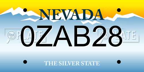 0ZAB28 Nevada License Plate