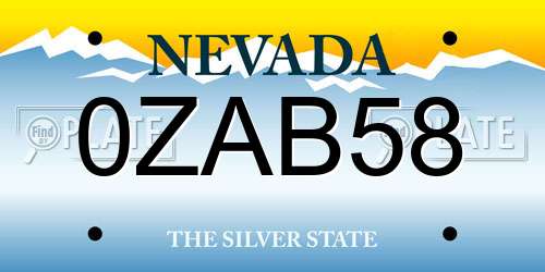 0ZAB58 Nevada License Plate