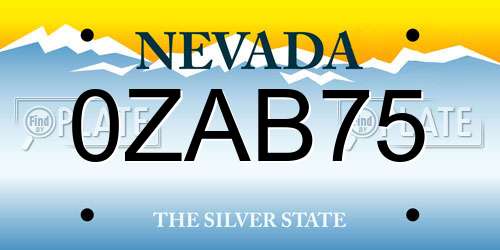 0ZAB75 Nevada License Plate