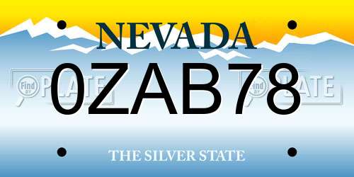 0ZAB78 Nevada License Plate