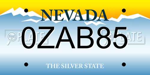 0ZAB85 Nevada License Plate