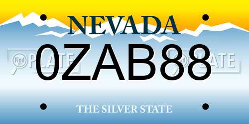 0ZAB88 Nevada License Plate