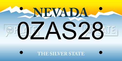 0ZAS28 Nevada License Plate