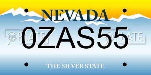 0ZAS55 Nevada License Plate