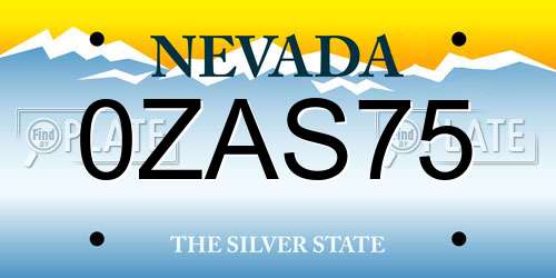 0ZAS75 Nevada License Plate
