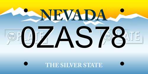 0ZAS78 Nevada License Plate