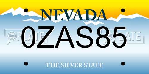 0ZAS85 Nevada License Plate