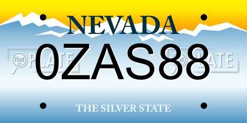 0ZAS88 Nevada License Plate