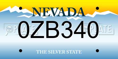 0ZB340 Nevada License Plate