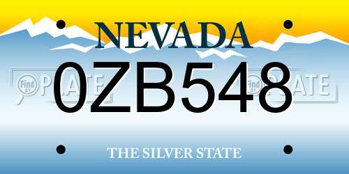 0ZB548 Nevada License Plate