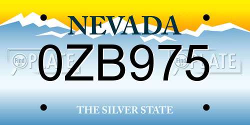 0ZB975 Nevada License Plate